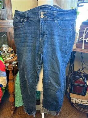 Wallflower Dark Blue Ankle Crop Stretch Jeans